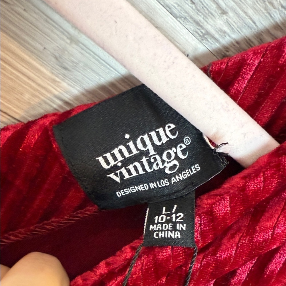 Unique Vintage Merlot Striped Velvet Fit and Flare Dress - Picture 2 of 7